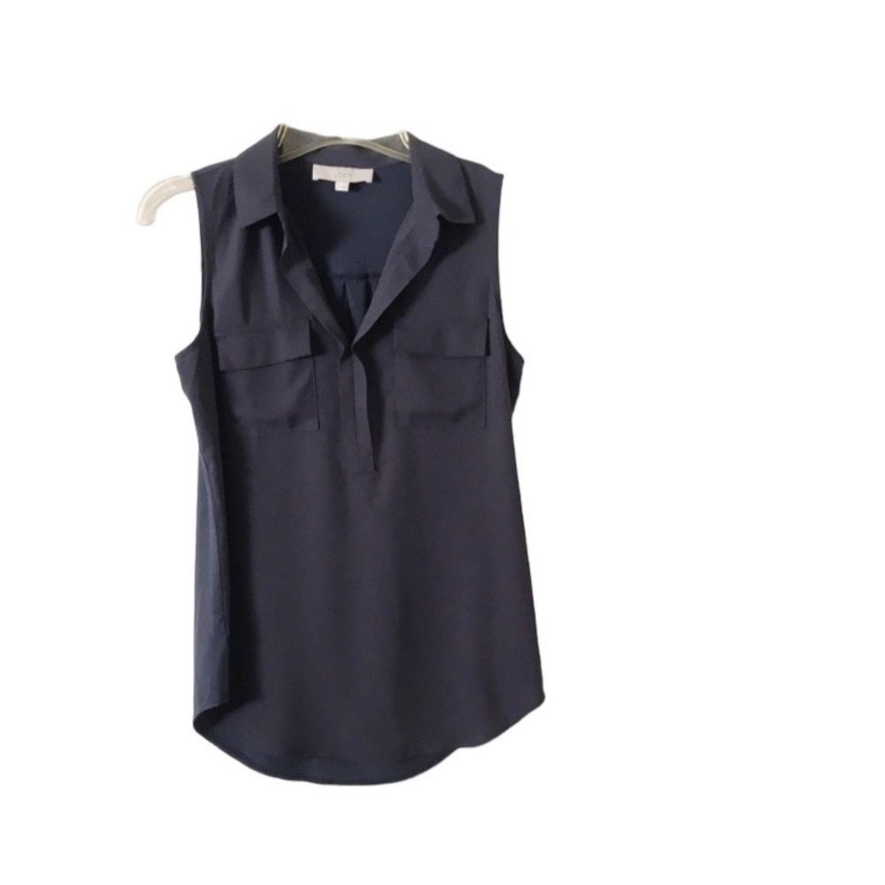 Ann Taylor Loft Sleeveless Blue Blouse Top Size Medium